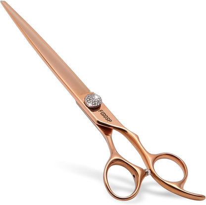 Rose Gold Titanium Professional 8'' Straight Dog Grooming Scissors Long Large Grooming Shears for Dogs Pet Japan 440C Right Handed Dog Hair Cutting Scissors for Poodle(8,Straight)
