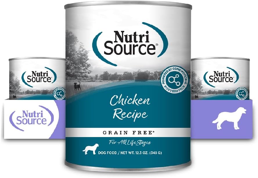 NutriSource Grain Free Chicken Recipe Dog Food, Premium Wet Dog Food, 12.3 Ounce (Pack of 12)