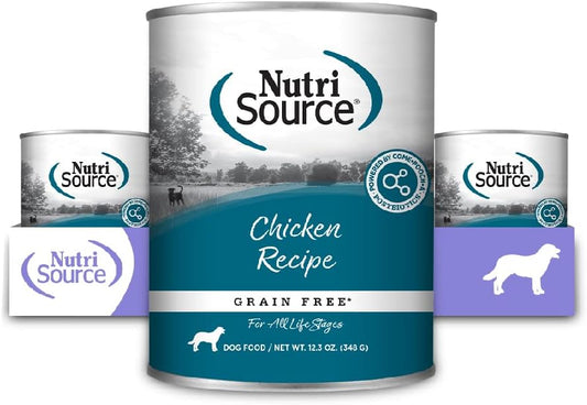 NutriSource Grain Free Chicken Recipe Dog Food, Premium Wet Dog Food, 12.3 Ounce (Pack of 12)