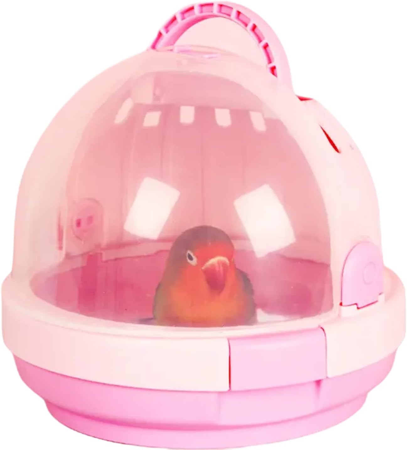 Bird Carrier with Handle - Parrot Carrier Lightweight Portable Pets Suitcase Transparent Breathable Cage for Small and Medium Birds Parrots Parakeet Cockatiels Conure Birds Accessories (Pink)
