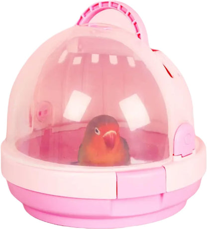 Bird Carrier with Handle - Parrot Carrier Lightweight Portable Pets Suitcase Transparent Breathable Cage for Small and Medium Birds Parrots Parakeet Cockatiels Conure Birds Accessories (Pink)