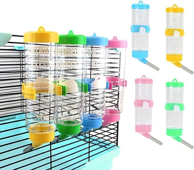 Hamsters Water Bottle Automatic No Drip Hanging Water Feeder Dispenser for Small Animals Guinea Pig Rat Rabbit Dwarf Gerbil Chinchilla(Yellow 125ML)