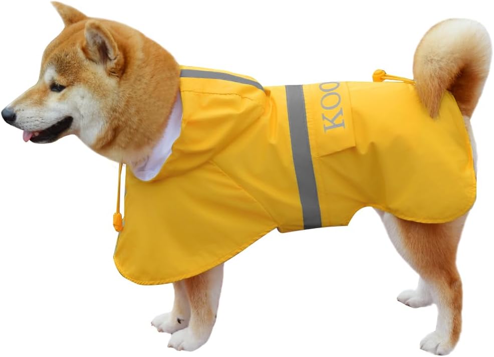 Hooded Rain Coat for Dogs for Small Sized Dogs, Dog Raincoat Apparel Poncho Waterproof Dog Clothes Pet Jacket Dog Raincoats Jacket (2XL,Yellow)