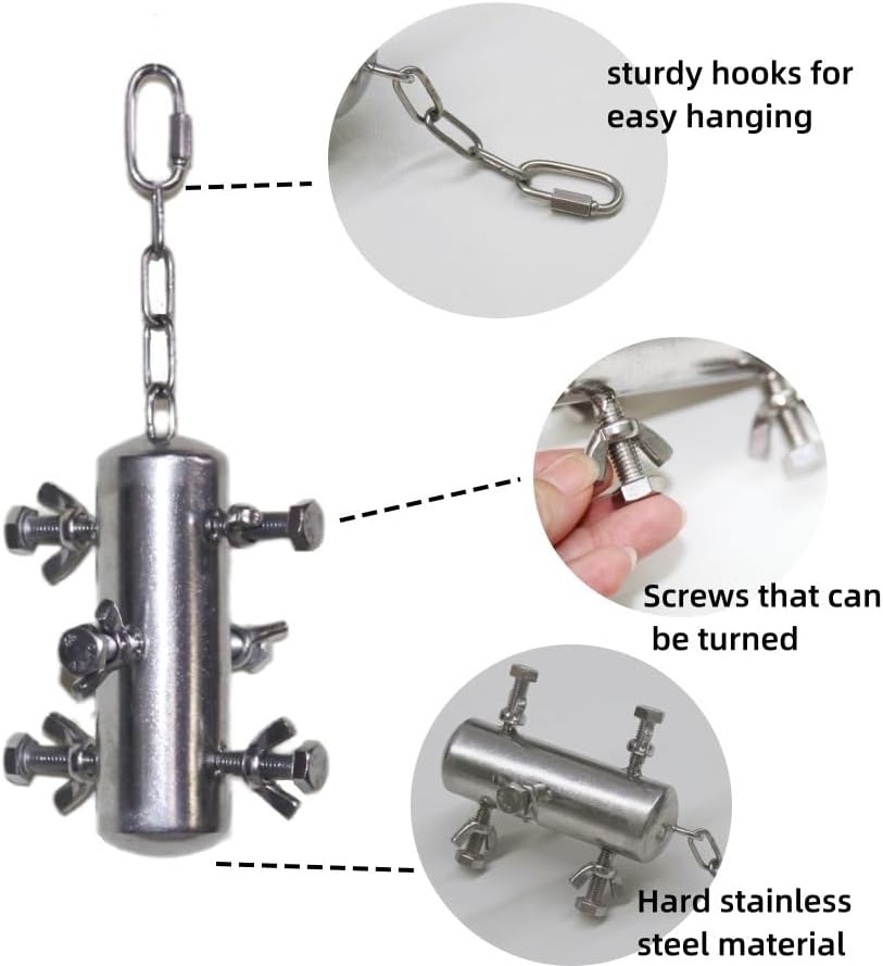 Stainless Steel Parrot Toys, Hanging Chew Bird Toys for Parrots, Bell Macaw Toys, Puzzle Interactive Foraging Bird Toys, Large Bird Toys Toys for Macaws, African Grey, Amazon Parrots