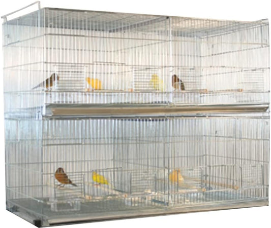 LOT of Add On X-Large 35.5" x 18" x 19"H No Rust Stainless Galvanized Zinc Plated Stackable Breeder Bird Flight Cage with Removable Center Divider and Breeding Nest Doors