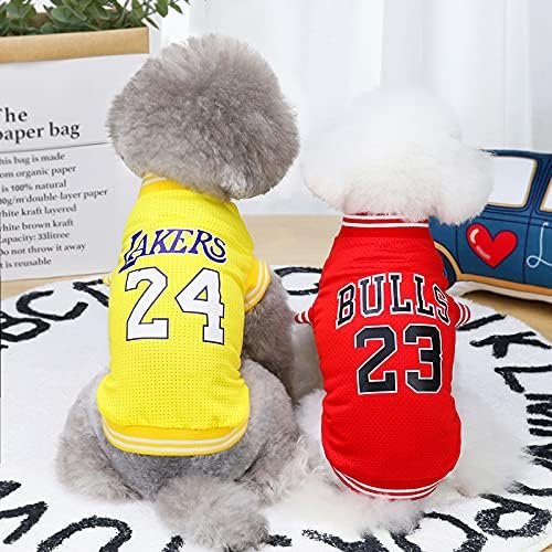 Dog Clothes Basketball Mesh Breathable T-Shirt,Pet Clothes Puppy Sportswear Spring/Summer Fashion Dog Shirt. (Red, X-Large)