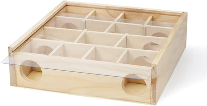 Wontee Wooden Hamster Tunnel Maze with Cover, Hideout & Tunnel Exploring Toys for Dwarf Hamsters Mice Small Gerbil