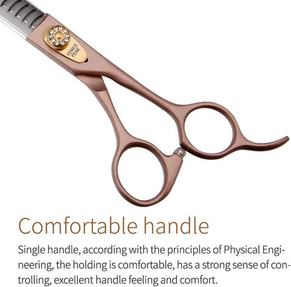 Fenice Peak 8‘’ Professional Dog Grooming Scissors Set Rose Gold 440C Stainless Steel Straight Thinning Curved Chunker Shears 4pcs Set for Pet Grooming Services Dogs and Cats