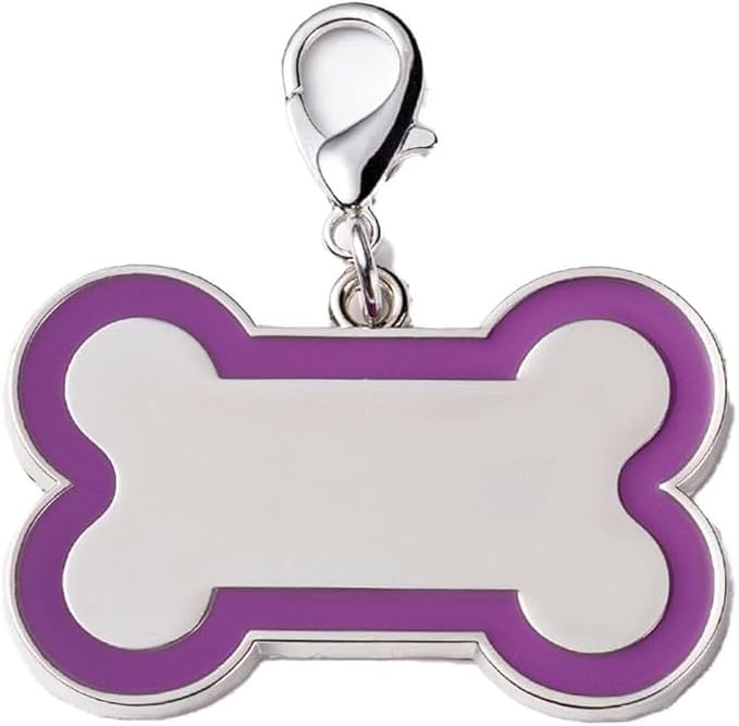 Personalized Dog ID Tags - Laser Engraved, Bone-Shaped, Large: Purple
