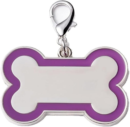 Personalized Dog ID Tags - Laser Engraved, Bone-Shaped, Large: Purple