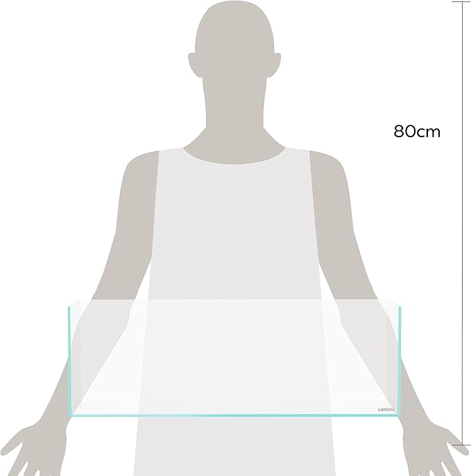 LANDEN 60L 5.8 Gal Rimless Low Iron Aquarium Long Fish Tank,Bookshelf Aquarium,W23.6×D7.87×H7.87 in(60x20x20cm) 5mm Thickness with Black Nano Foam Leveling mat Included