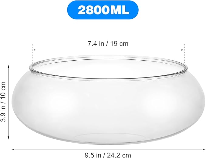 Kisangel Glass Bubble Bowl Round Fish Bowl Clear Plant Terrarium Air Planter Bulb Succulent Pot Flower Vase for Tabletop Decoration 2800ml 9.51X9.51 inch