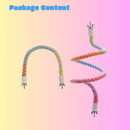 2Pcs Gradient Bird Rope Perch Stand Bird Cage Climbing Rope Toys Accessories of M5*30mm Screw for Cockatiels Lovebird Parakeet Budgies Sugar Gliders Hemp Swing(31.4'' & 14'')