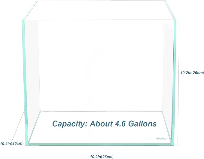 Ultra Clear Rimless Aquarium Tank 6-60 gallons Low Iron Glass (4.6Gal - Top Glass Canopy)