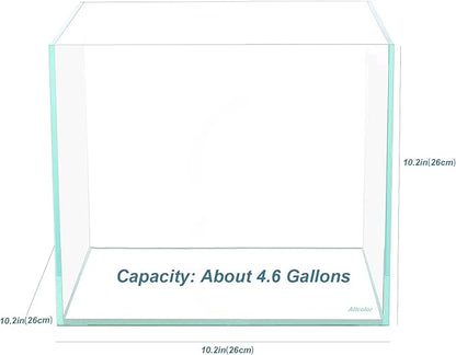 Ultra Clear Rimless Aquarium Tank 6-60 gallons Low Iron Glass (4.6Gal - Top Glass Canopy)