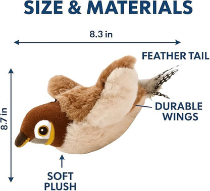 Toys Rechargeable Flapping Bird Sparrow (Not Flying), Lifelike Chirp Tweet, Touch Activated Kitten Toy Interactive Cat Exercise Toys for All Breeds Cat Kicker Catnip Toys (White Sparrow)