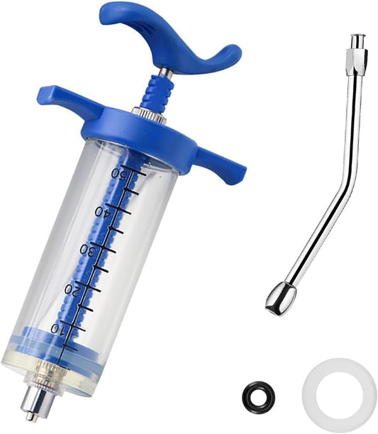 1Pcs Reusable Goats Syringe, Goats Feed water filler, Reusable, Drench Nozzle, for Bird, Cattle, Sheep, Goats, Horse, Pig, Dog Supplies, Pet Water Filler Tool (M-50ML)
