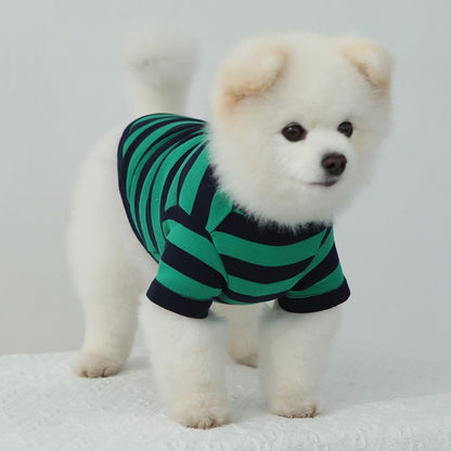 Dog Cotton Shirts for Small and Large Dogs Rugby Striped T-Shirts Soft Breathable Dog Shirt pet Clothes (X-Small, Green/Navy)
