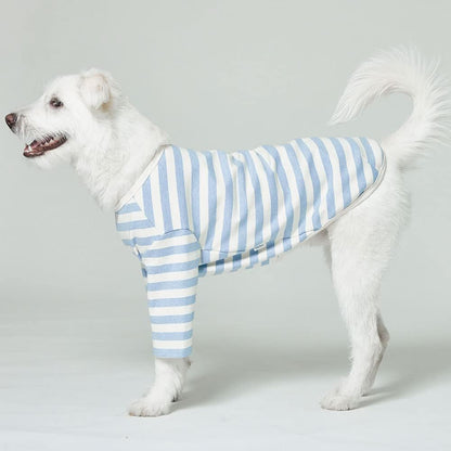 Dog Cotton Shirts for Small and Large Dogs Rugby Striped T-Shirts Soft Breathable Dog Shirt pet Clothes (X-Large, Ivory/Blue)