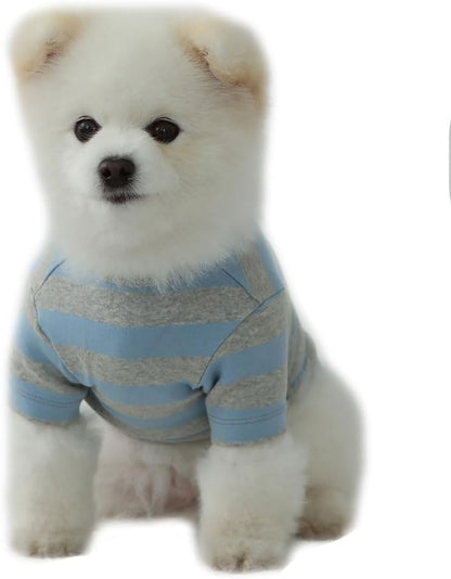 Dog Cotton Shirts for Small and Large Dogs Rugby Striped T-Shirts Soft Breathable Dog Shirt pet Clothes (X-Small, Blue/Gray)