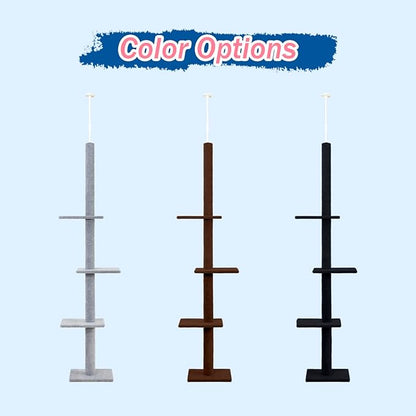 Max & Marlow Cat Tree Floor to Ceiling Cat Tower Height 95-108" Adjustable Kitten Tree Tall Climbing Tree with Carpet Scratching Post and Mat Cat Pole for Indoor Cats, Charcoal