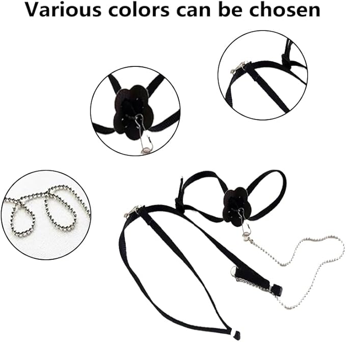 Adjustable 4.72inch Reptile Lizard Harness Leash,Turtle Lizard Pet Traction Belt Bearded Dragon Accessories Soft Small Pet Animal Harness Rope Outdoor Used (Black)