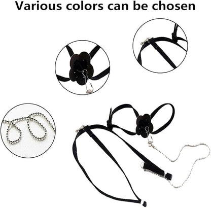 Adjustable 4.72inch Reptile Lizard Harness Leash,Turtle Lizard Pet Traction Belt Bearded Dragon Accessories Soft Small Pet Animal Harness Rope Outdoor Used (Black)