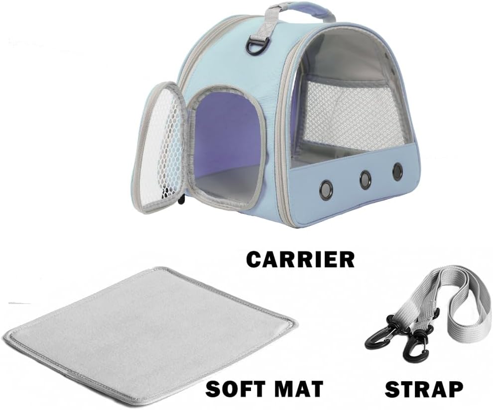 Guinea Pig Carrier Backpack, Clear Bubble Window Backpack for Guinea Pig, Bunny Rat Bird (Blue, Carrier)