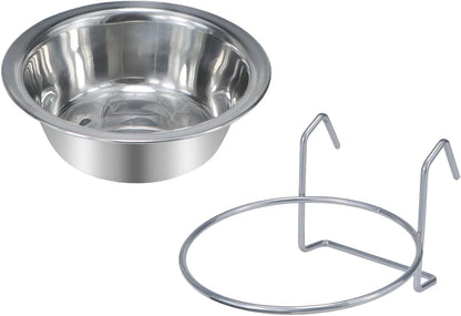 Wontee Pet Bowl Stainless Steel Hanging Food Water Bowls Bird Cage Feeder for Birds, Parrots, Small Sized Dogs and Cats (S)