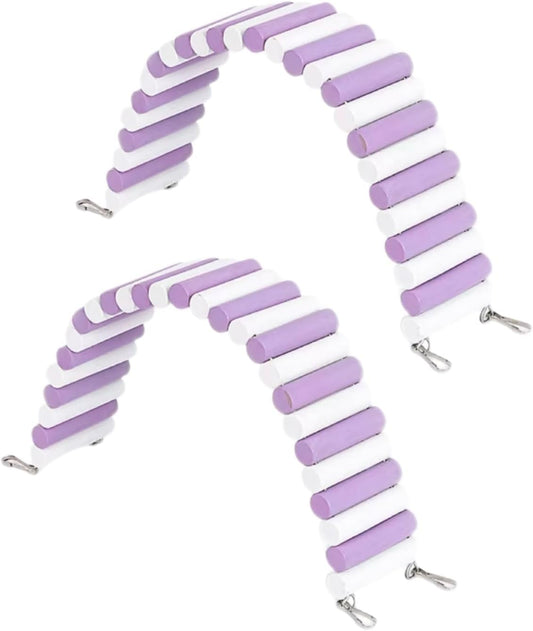 2Pcs Hamster Swing Toy, Soft Climbing Ladder, Wooden Arch Bridge, Hideaway Fence Tunnel, Landscape Supplies Climbing Ladder (Purple White)