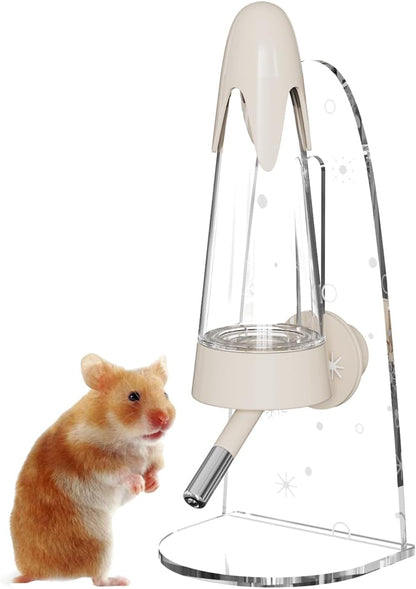 4.2 Oz Hamster Water Bottle with Stand No Drip for Syrian Dwarf Hamsters, Gerbils, Little Mouse, Small Pet Rodents(Cream, with Stand)