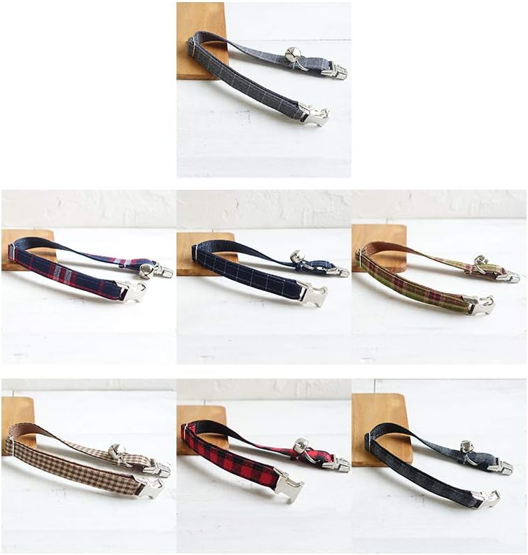 Personalized Cat Collar with Name Plate,Adjustable Tough Nylon Cat ID Collars with Bell,Customize Engraved Pet Name and Phone Number (Plaid Style B)