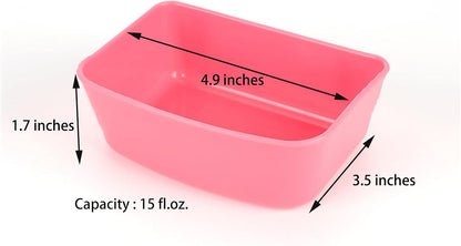 Rabbit Feeder Waterer Chicken Guinea Pig Cage Bowl Food Water Hanging Watering Container Feeding Dish Coop Cup Treats Drinker for Pigeon Dove Puppy Cat Bird Bath Basin Hamster Bed (Pack of 3)