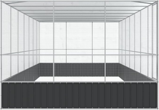 Galvanized Steel Large Flight King Bird Cage with Extension, Steel Outdoor Aviary, Outdoor Indoor Large Bird Cage Aviary Pet House for Cockatiels African Parakeets, 285.4"x120.9"x83.5",-316