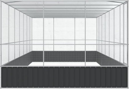 Galvanized Steel Large Flight King Bird Cage with Extension, Steel Outdoor Aviary, Outdoor Indoor Large Bird Cage Aviary Pet House for Cockatiels African Parakeets, 285.4"x120.9"x83.5",-316