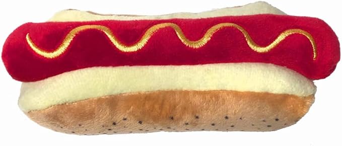 Huxley & Kent Funny Dog Toy w/Squeaker – Power Plush Squeaky Dog Toys for Small, Medium & Large Dogs – Soft Stuffed Animal for Indoor Play & Fetch - Haute Dog, Small