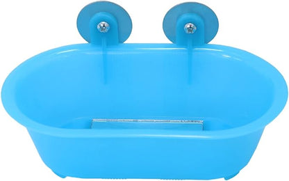 Wontee Bird Bath with Mirror Toy Fixable Parrot Bathroom Tub for Small Brids Parrot Canary Budgies Parakeets