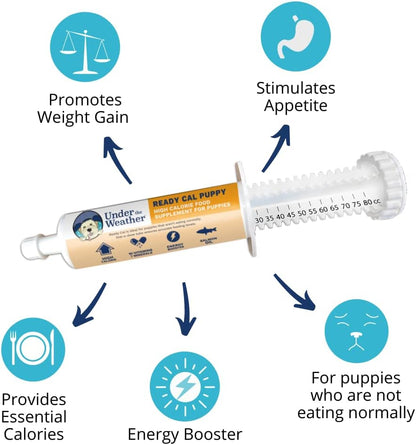 Under the Weather Pet | Ready Cal for Puppies 80cc | High Calorie Puppy Nutritional Supplement | Puppy Weight Gainer and High Calorie Booster | 10 Vitamins, 7 Minerals & Omega Fatty Acids