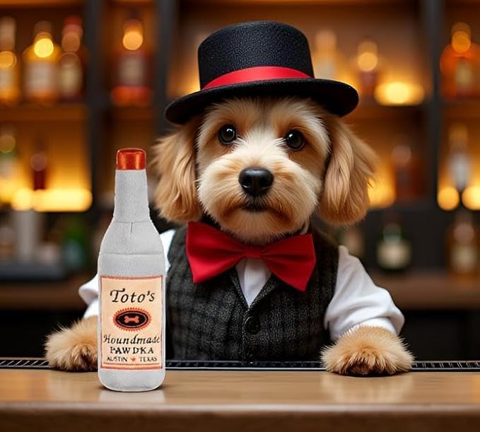 Toto's Plush Squeaky Crinkle Dog Toy - Funny Dog Gifts for Medium, Small and Large Dogs - Cute Stuffed Toys for Dog Birthdays