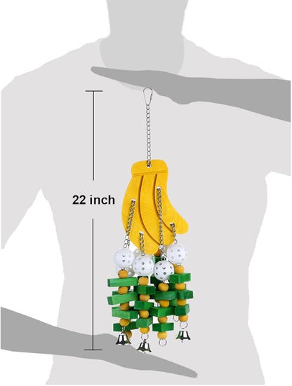 Bird Chewing Toy Large Medium Parrot Cage Bite Toys African Grey Macaws Cockatoos Eclectus Amazon (Banana-22inch)