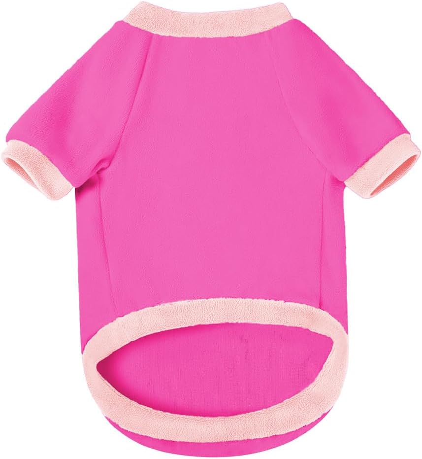 GreenJoy Classic Fleece Dog Sweater – Soft & Warm Stretchy Sweatshirt for Small Dogs & Cats, Cold-Weather Pullover for Everyday Wear (Dark Pink, Small)