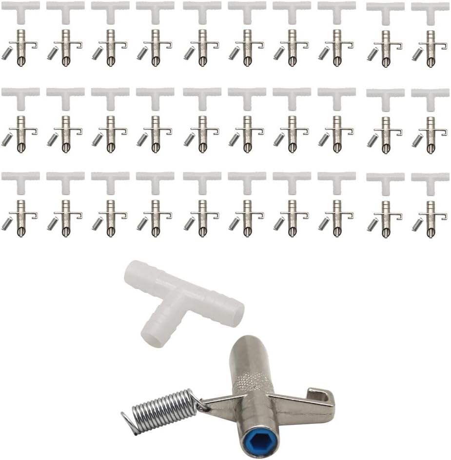 Automatic Rabbit Waterer Drinker 30Sets for Poultry Guinea Pig Ferret Rats Rodent Bunny Watering System(White)