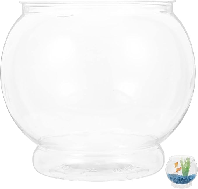 Balacoo Fish Bowl Plastic Transparent Round Fish Tank Desktop Small Aquarium Clear Bubble Bowl Goldfish Turtle Tank Hydroponic Planter Container