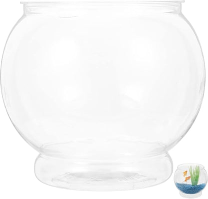 Balacoo Fish Bowl Plastic Transparent Round Fish Tank Desktop Small Aquarium Clear Bubble Bowl Goldfish Turtle Tank Hydroponic Planter Container