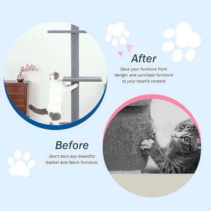 Max & Marlow Cat Tree Floor to Ceiling Cat Tower Height 95-108" Adjustable Kitten Tree Tall Climbing Tree with Carpet Scratching Post and Mat Cat Pole for Indoor Cats, Charcoal