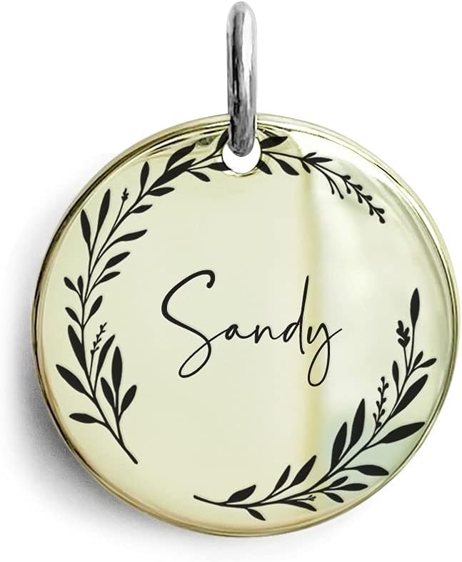 Cat Dog ID Tags Personalized 9 Corolla Styles Flower Wreath to Choose for Extra Small Pets Collar Accessories Shiny Brass Copper Engraved Custom on Both Side