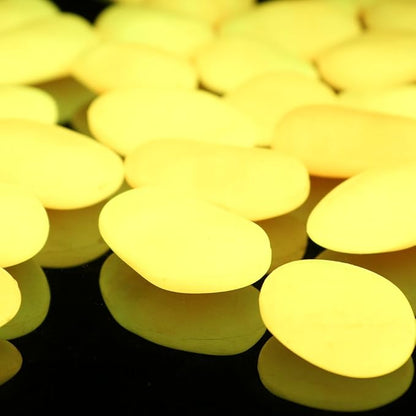 Shiny Stone Glow in The Dark Pebbles,Decorative Glow Stones,Fish Tank Aquarium Gravel,Glow Pebbles for DIY Garden Gifts Decoration(Big Size, 3-4cm, 400g/14.1oz) (Orange Yellow)