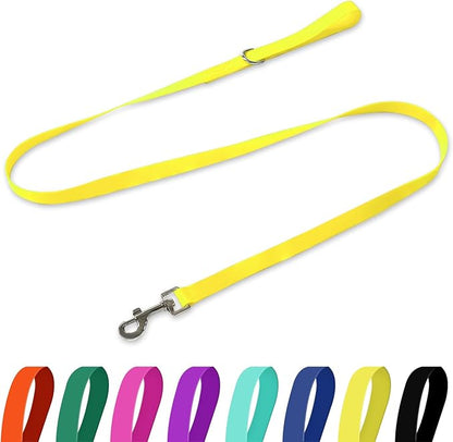 Waterproof Dog Leash, 5/6 FT Durable Odor-Proof Dog Leashes with Strong Metal Hooks Fits Small Medium or Large Dogs (Yellow, 5FT - 3/4 inch Width)