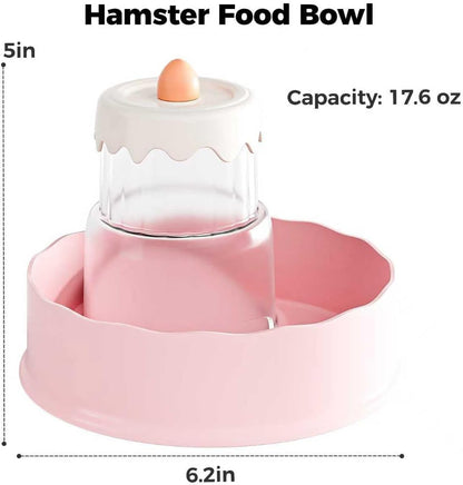 Mini&moe Hamster Food Bowl - Automatic Guinea Pig Feeder No Spill Storage Small Pet Food Dispenser for Gerbil, Rat, Chinchilla, Ferret, Hedgehog