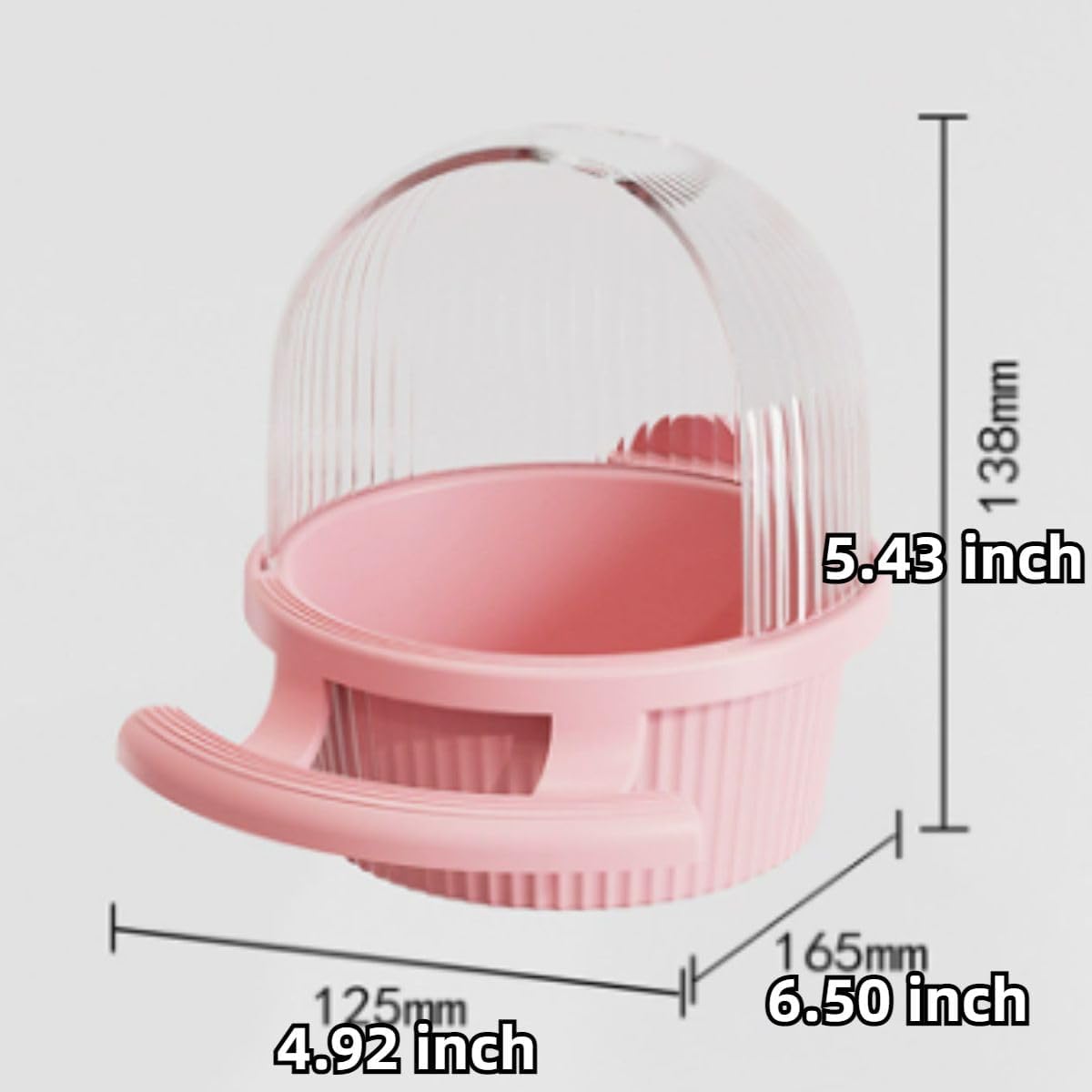 Bird Feeder for Cage – No Mess Feeder & Water Dispenser, Easy to Install and Clean, Semi-Enclosed Design Prevents Splashing (Pink)